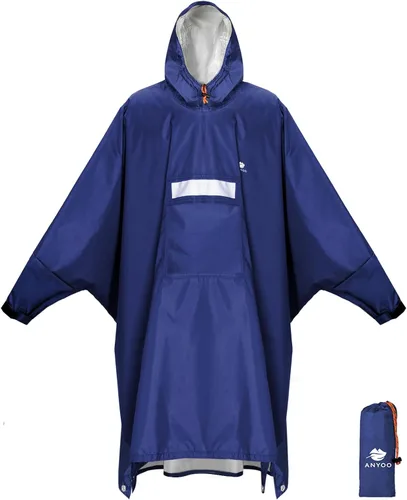 Vista 21 de ANYOO Poncho de lluvia con capucha para adultos impermeable ligero abrigo de lluvia para hombres mujeres chaqueta de lluvia reutilizable para Verde