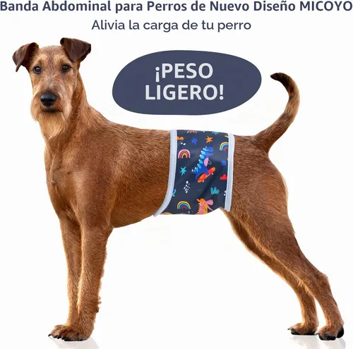 Vista 2 de MICOOYO Pañal para Perro Macho Envolturas Ligeras para Perros Pañales Lavables para Perros Bandas para Vientre de Perrito para Perros Machos