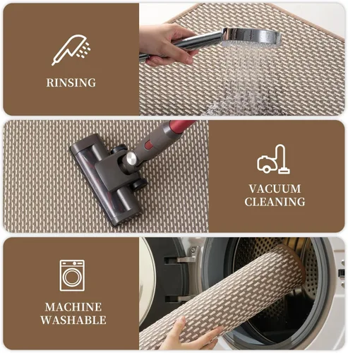 Vista 6 de RESARE Alfombra de baño antideslizante, lavable a máquina, súper absorbente, de secado rápido, suave y de apoyo, 17 x 24 pulgadas, color marrón