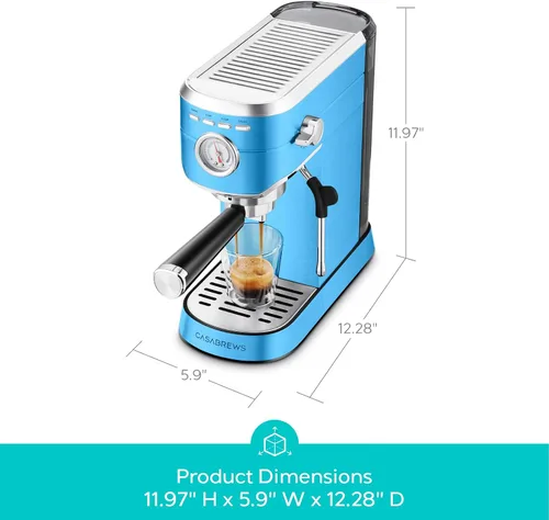 Vista 7 de CASABREWS CM5418 Cafetera espresso de 20 bares, cafetera de acero inoxidable con varita espumadora de leche, cafetera profesional con tanque de agua