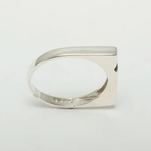 Vista 3 de Anillo solitario de plata de ley 925 con rubí auténtico para hombre