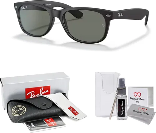 Vista 2 de Ray-Ban RB2132 - Gafas de sol cuadradas polarizadas WAYFARER para hombres y mujeres + paquete con kit de cuidado de gafas iWear de diseñador