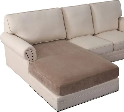 Vista 7 de ADPON Funda de cojín elástica de terciopelo para sofá, funda de cojín de felpa para silla, sofá biplaza o sofá, protector de muebles, cojín de Gris
