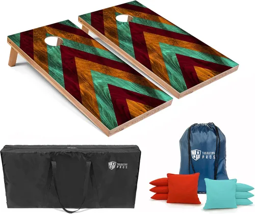 Vista 11 de Tailgating Pros Tablas de Cornhole livianas – Juego de cornhole de 4 x 2 pies con diseño moderno de madera con funda de transporte y juego de 8