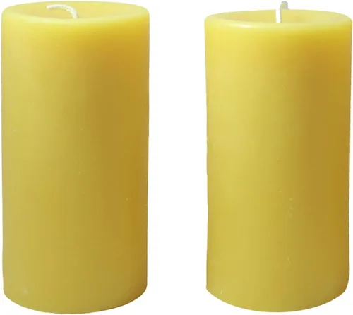 Vista 10 de Candlestock Vela de pilar redonda sin goteo de cera de abeja natural hecha a mano, 3 x 6 pulgadas