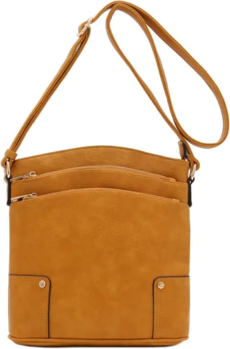 Vista 2 de Bolso cruzado grande con triple bolsillo con cremallera.