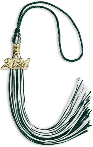Vista 224 de Endea Graduation - Borla de doble color mixto con fecha dorada (negro/dorado antiguo, 2021)