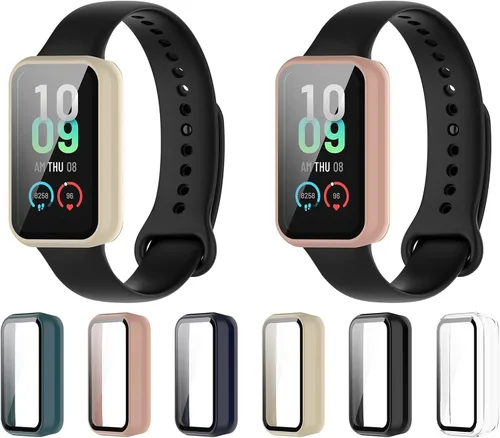 Vista 4 de E ECSEM Funda compatible con Amazfit Band 7 con protector de pantalla de vidrio templado integrado, cobertura completa, carcasa protectora ultrafina