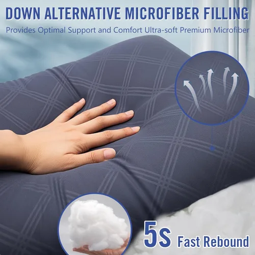 Vista 3 de Vorouhals Hotel Collection - Juego de 2 almohadas de cama para dormir, juego de 2 almohadas refrescantes de tamaño estándar para dormir de espalda