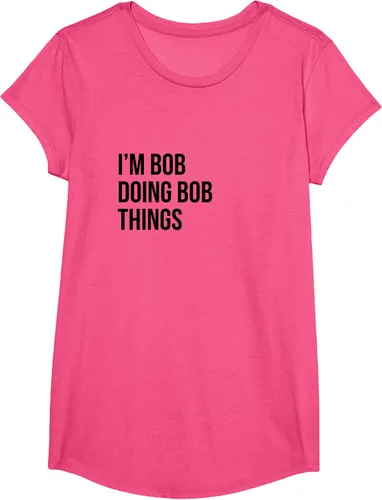 Vista 56 de Camiseta con texto en inglés "I'm Bob Doing Bob Things" Asfalto