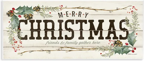 Vista 15 de Stupell Industries All Safely Gathered Frase Winter Holly Florals, placa de pared diseñada por Stephanie Workman Marrott, 7 x 17 pulgadas