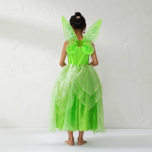 Vista 3 de Vestidos de princesa para niñas, disfraz de hada con disfraz de hada de princesa, disfraces de Halloween para niñas con alas de hadas