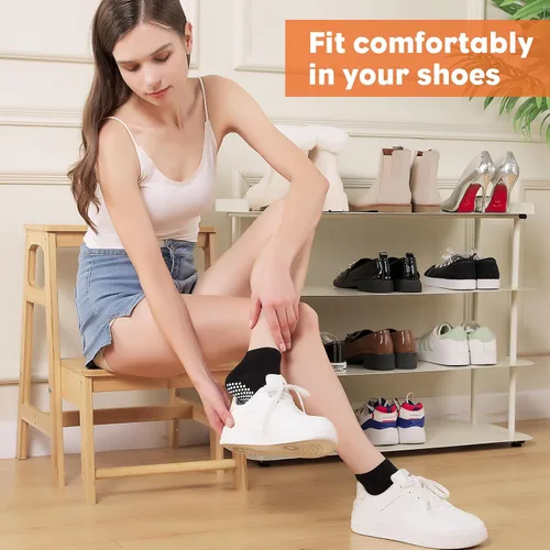 Vista 7 de 12 pares de calcetines de agarre de pilato para mujer, calcetines de yoga antideslizantes con agarres, calcetines de hospital, calcetines de tobillo
