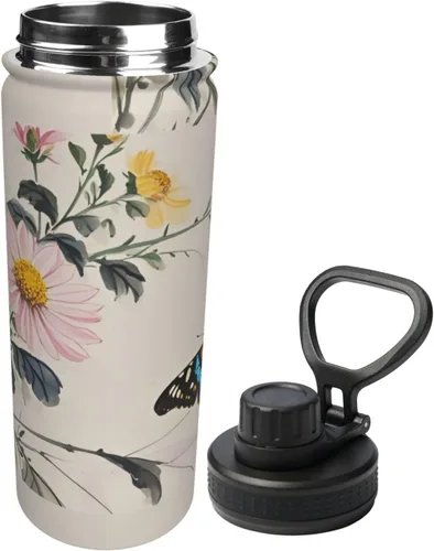 Vista 2 de Flying Butterfly Insulated Stainless Steel Kettle Print Funny Water Bottle Insulated Ideal for Sports and Travel
