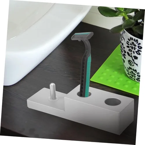 Vista 6 de Mipcase 2 unids herramienta para moldear la barba, soporte de pared recto de la maquinilla de afeitar soporte práctico del baño