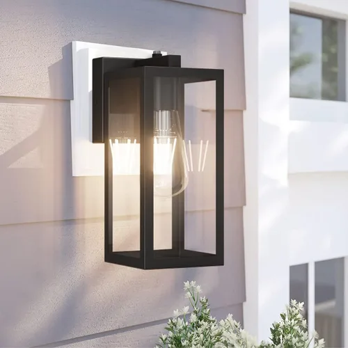 Vista 6 de Aipsun Farol de pared para exteriores con sensor de atardecer a amanecer, aplique de pared exterior negro, soporte de pared para exteriores