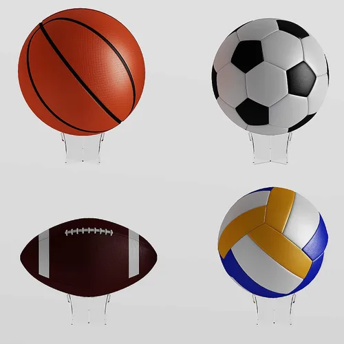 Vista 5 de Soporte de pelota acrílico grande HEMYLU 4.7x2.6 Pulgadas, paquete de 2 soportes de exhibición para fútbol, baloncesto, fútbol, claro, soporte