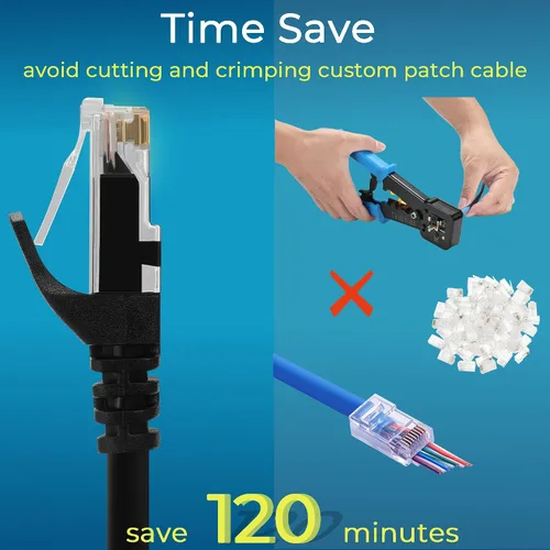 Vista 3 de Rapink Patch Cables Cat6 - Cable de conexión Ethernet Cat6 de 0.5 pies (paquete de 24), 10G, cable de conexión Cat 6 para panel de conexiones a