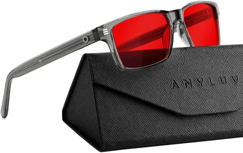 Vista 19 de ANYLUV Blue Light Glasses for Sleep, 99.9% Blue Green Light Blocking with Red Lens, Blue Light Glasses A-Negro