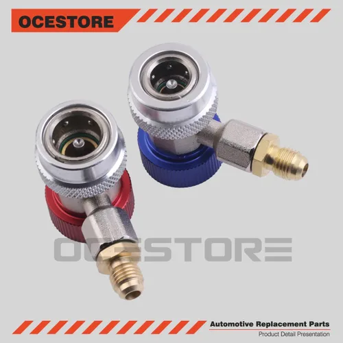 Vista 7 de OCESTORE Ajustable para conector de acoplador rápido R134A, kit de conversión de manguera de manómetro de freón SAE HVAC de 1/4 pulgadas SAE HVAC