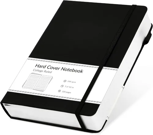 Vista 33 de CAGIE Cuaderno de cuadrícula de cuadrícula con puntos y balas, color negro A5