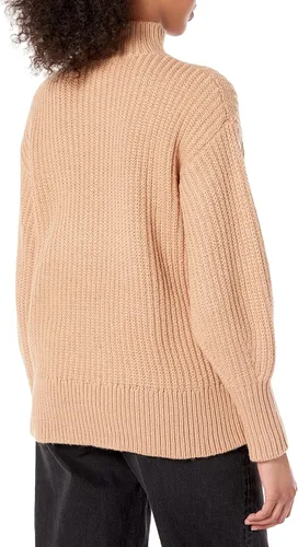 Vista 2 de The Drop INES - Suéter grueso acanalado con cuello alto falso para mujer