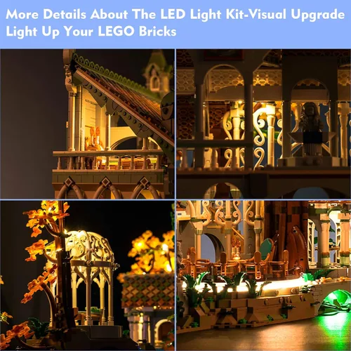 Vista 3 de LocoLee Kit de luces LED compatible con Lego Rivendell, accesorios de iluminación de bricolaje compatibles con Lego 10316 para ventiladores