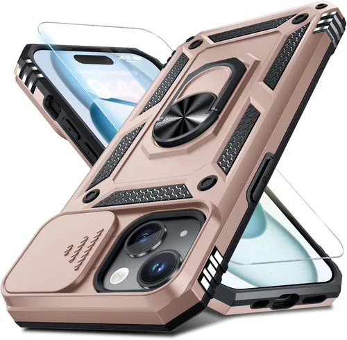 Vista 113 de Janmitta Funda para iPhone 8 Plus/7 Plus/6 Plus, Cubierta de Teléfono con Cubierta Deslizante Integrada para Lente de Cámara + Protector