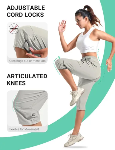 Vista 36 de BVVU Pantalones cargo capri de senderismo para mujer, ligeros, de secado rápido, pantalones deportivos impermeables para exteriores, pantalones
