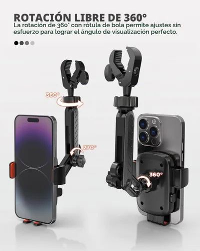 Vista 5 de IPOW Soporte de teléfono para espejo retrovisor para automóvil giratorio de 360° y retráctil, soporte de teléfono de automóvil con abrazadera