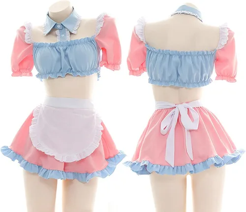 Vista 2 de Jilneed Lencería sexy de cosplay para mujer lindos disfraces de sirvienta traviesa