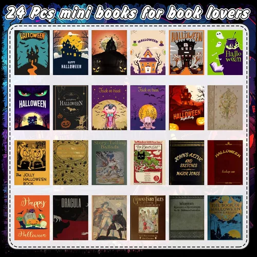 Vista 7 de 24PCS Witchy Miniature Books, 1:12 Dollhouse Accessories Mini libro de Navidad