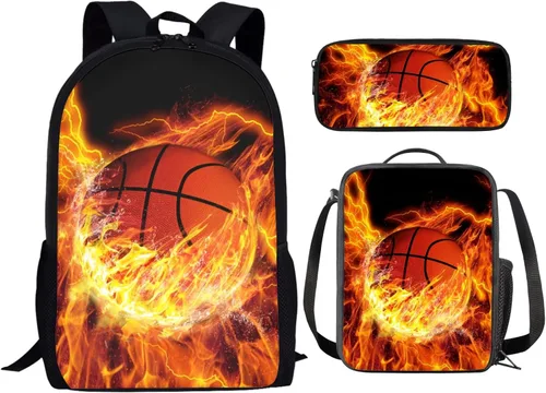 Vista 45 de HUGS IDEA Juego de 3 bolsas escolares con aislamiento térmico para el almuerzo, estuche para lápices