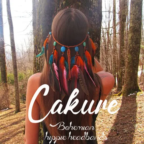 Vista 7 de CAKURE Diadema de plumas bohemias, tocado gitano, bohemio, turquesa, diadema azul hippie, diadema ajustable, accesorios para el cabello de plumas