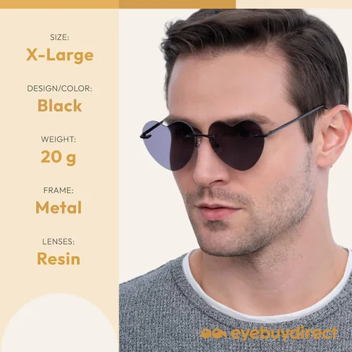 Vista 3 de EYEBUYDIRECT Heart Shaped Oversized Sunglasses, for Women and Men with Scratch-Resistant Lens Coating and UV Protection