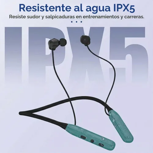 Vista 6 de Auriculares Bluetooth con banda para el cuello, auricular Bluetooth con Verde