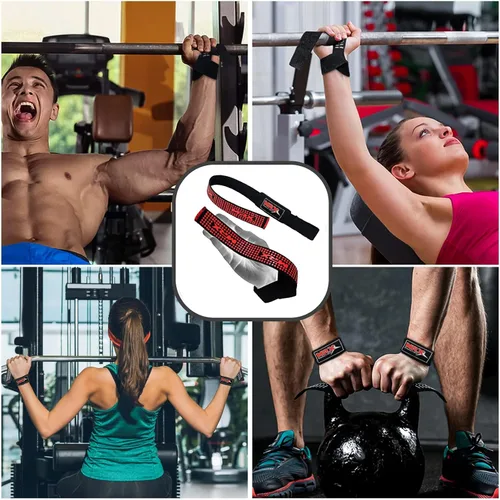 Vista 5 de MRX - Correa de barra de levantamiento de pesas para gimnasio, entrenamiento, fisicoculturismo, peso muerto, correas acolchadas para hombres