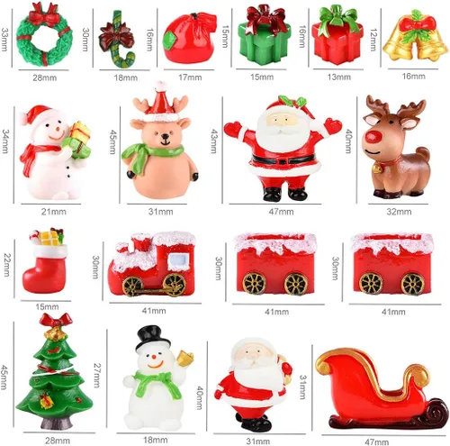 Vista 2 de yeesport 18 figuras en miniatura de Navidad, mini Papá Noel, adorno de Navidad, micro paisaje, árbol de Navidad, muñeco de nieve, reno, regalo