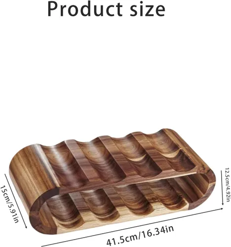 Vista 6 de MultiBey Estante para vino de madera de acacia para 8 botellas, almacenamiento compacto independiente para encimera y gabinete, soporte
