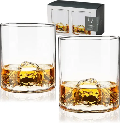 Vista 9 de Viski Decantador de whisky de montaña con tapón, decantador de licor soplado a mano para bourbon, whisky, licores, regalos de boda, regalos