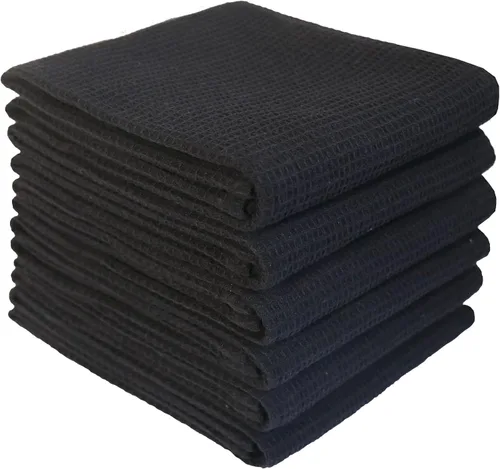 Vista 21 de QUILTINA Paquete de 6 paños de cocina de 12 x 12 pulgadas, 100% algodón, tejido de gofre, súper absorbentes, de secado rápido, color beige