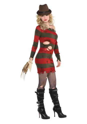 Vista 2 de Disfraz de Pesadilla de Mujer Srta. Freddy Krueger Multicolor