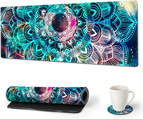 Vista 16 de AIMSA - Alfombrilla de mouse grande para juegos, extendida con borde cosido, alfombrilla de mouse para teclado XL, base de goma antideslizante, 31.5