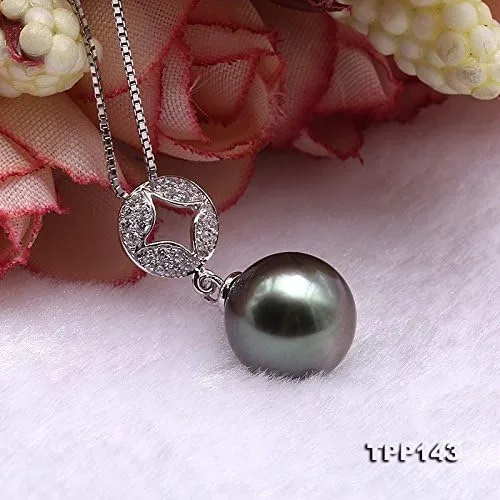 Vista 4 de Plata de ley jyx 9,5mm Tahitian Perla Cultivada Collar con Colgante