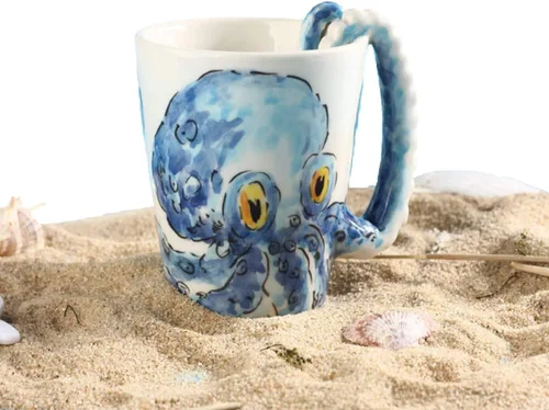 Vista 6 de Taza de cerámica de animales pintados a mano (13.66oz) (Beagle)