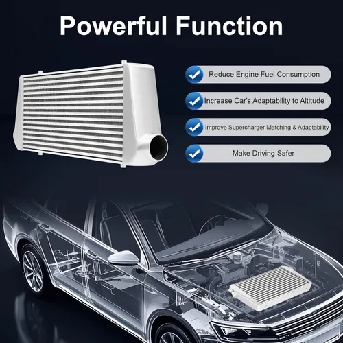 Vista 3 de Intercooler universal, kit de intercooler de ajuste universal, intercooler de aluminio de 1000 HP de entrada y salida de 3 pulgadas, núcleo de 4