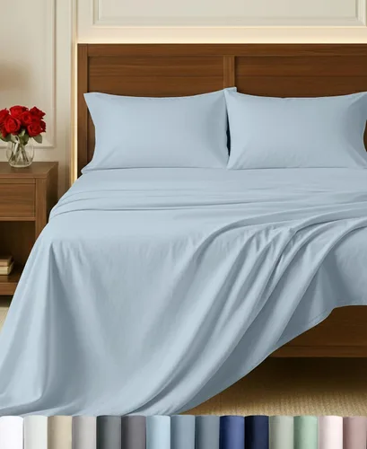 Vista 61 de California Design Den Sábanas de Algodón Egipcio 100%, Juego de Sábanas de Lujo Auténtico Certificado Tamaño Full con Bolsillo Profundo, Satén Suave
