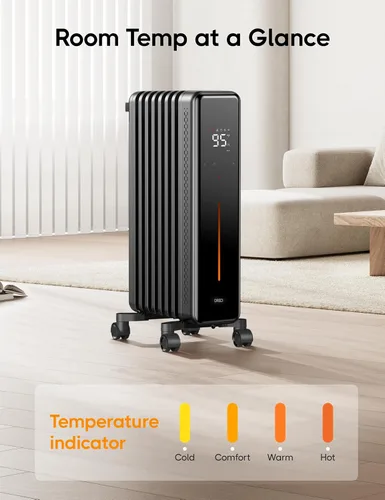 Vista 6 de DREO Calentador de radiador, calentador de radiador lleno de aceite con 8 protecciones de seguridad para uso en interiores, calentadores eléctricos