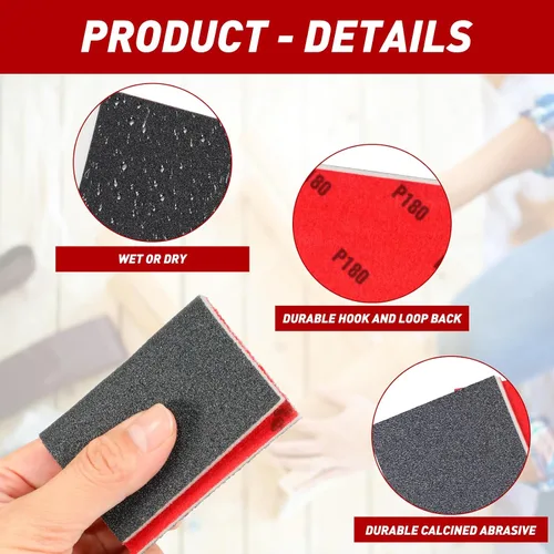 Vista 6 de 24 Piezas Esponjas de Lijado Grano 1200-1500, Bloques de Lijado Lavables y Reutilizables para Madera, Metal, Paneles de Yeso, Acristalamiento, Papel
