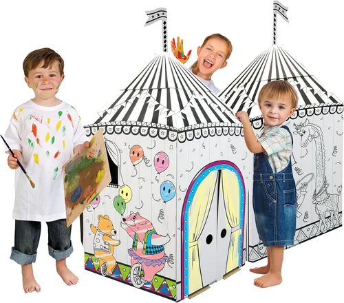 Vista 5 de Adventure Awaits! Casa de juegos de circo de cartón para niños, colorea, dibuja y personaliza, ideal para el tiempo de juego y el tiempo de artes